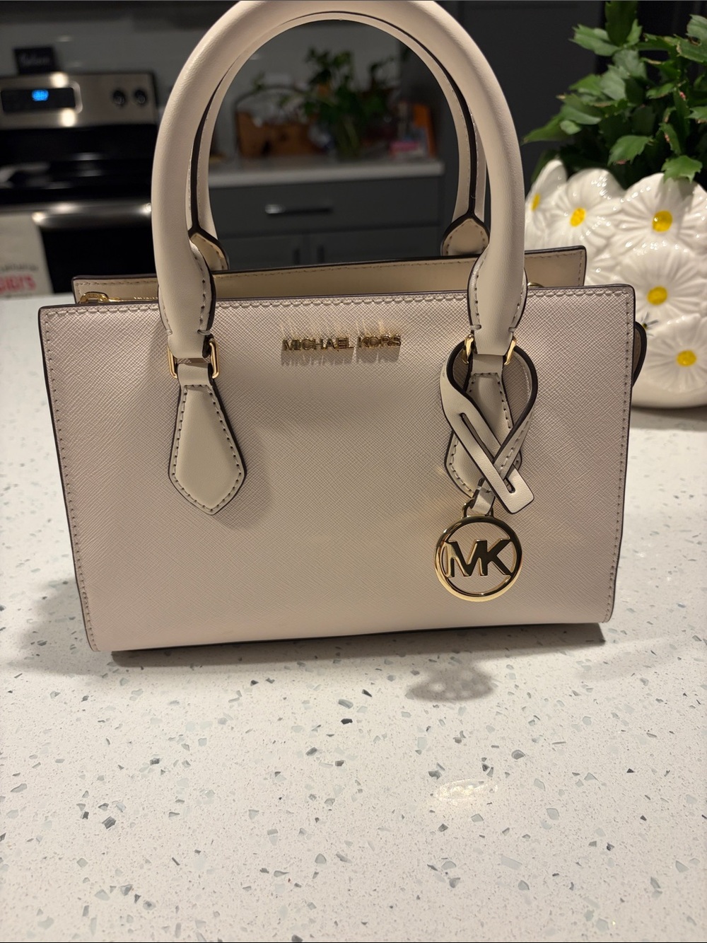 Michael Kors Light Cream Saffiano Leather Top-Handle Satchel
